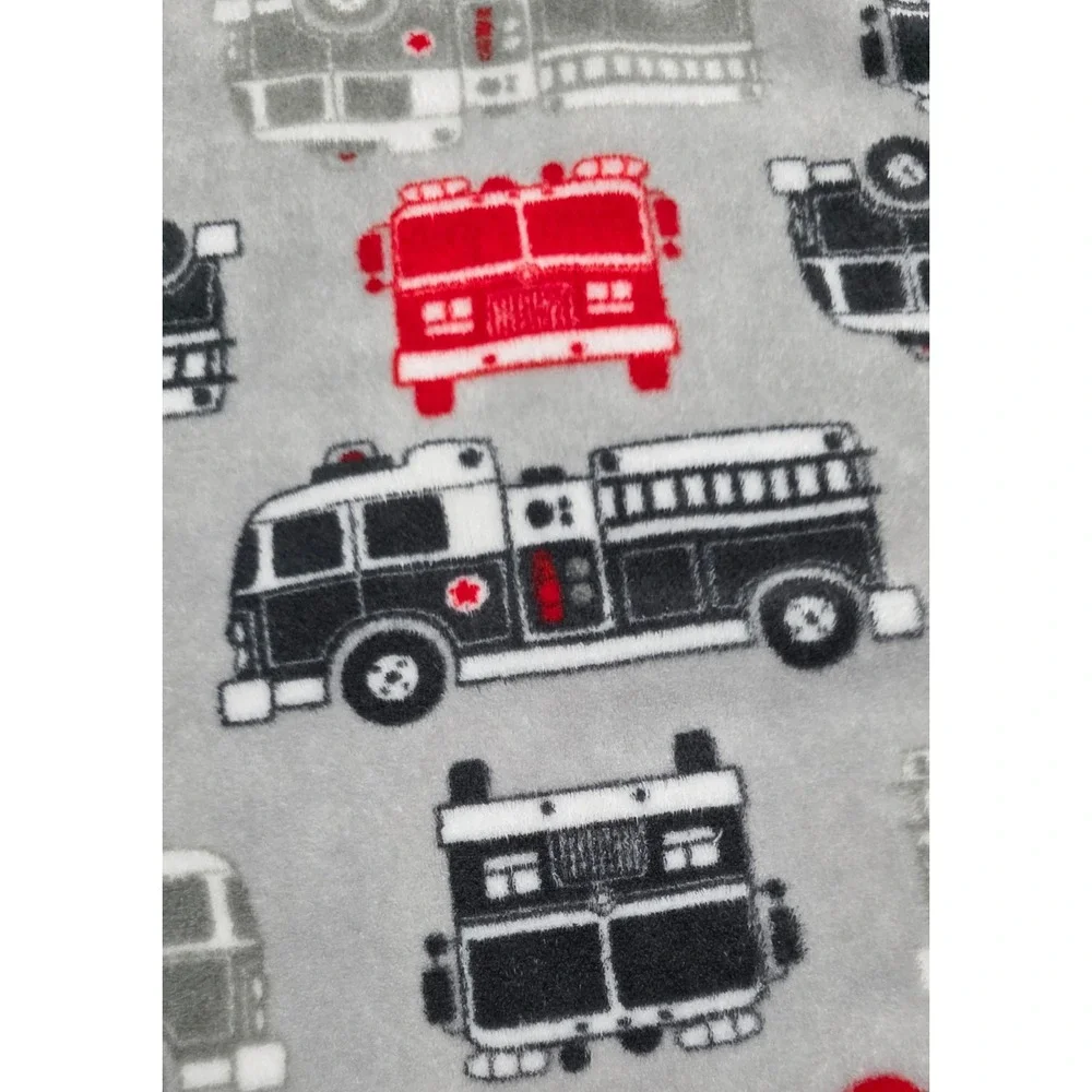 Carters Fire Truck Plush Fleece Baby Blanket Grey Red Black 30x44 Nursery